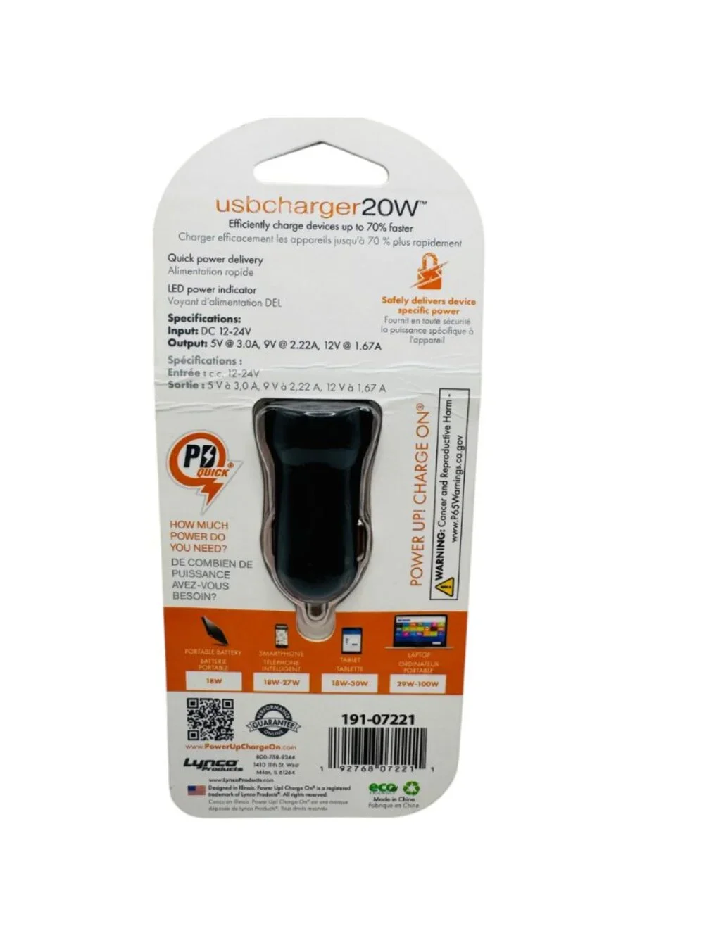 PowerUp! PD 20W USB-C Car Charger With Quick Charge Technology & LED Indicator